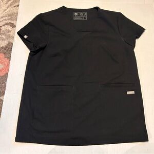 FIGS Black V-Neck Scrub Top